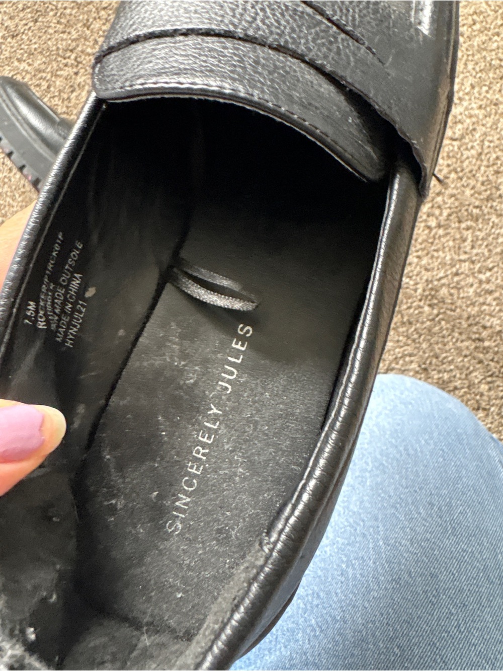 Sincerly Jules Black Chunky Lug Slip-On Loafers - Picture 7 of 11